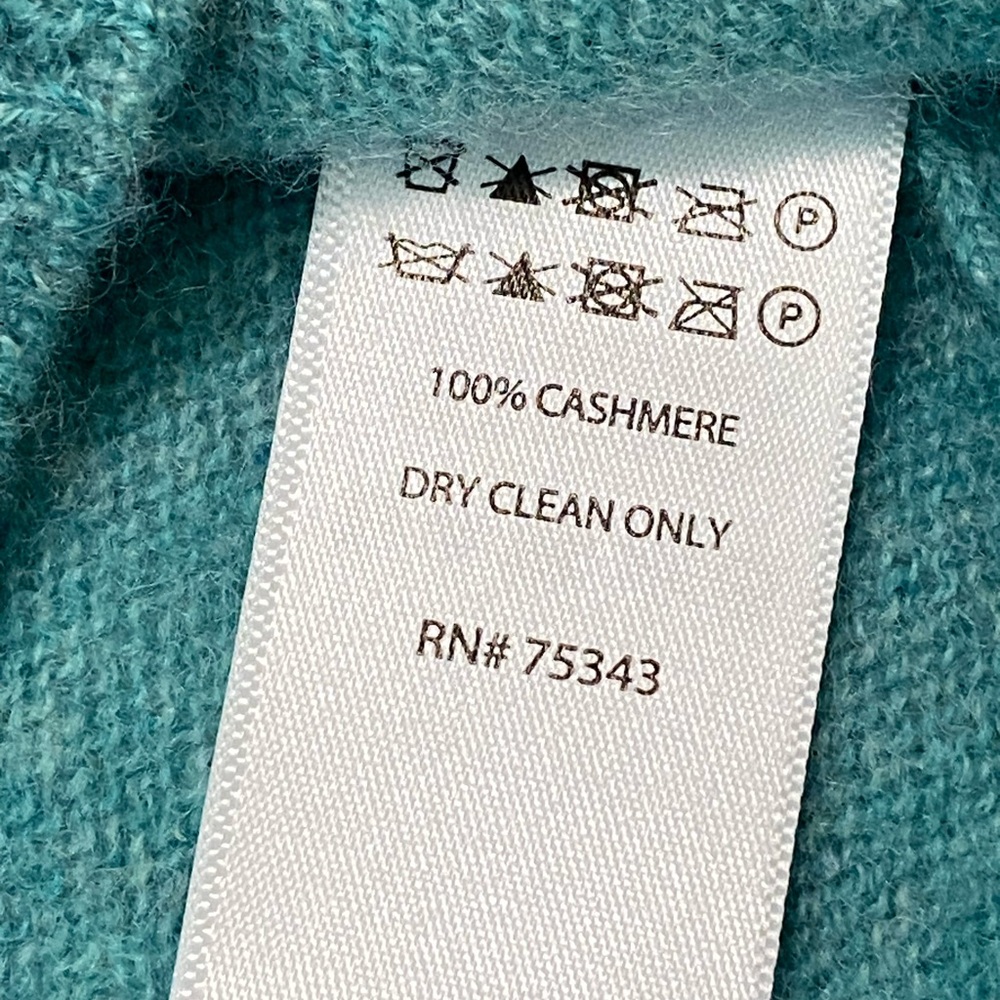 ADRIENNE VITTADINI  100% 2-Ply Cashmere V-Neck sweater Aqua Blue Women’s Size XL - Picture 9 of 10